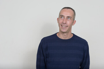 Fototapeta premium Portrait of happy mature handsome man with gray hair