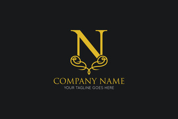initial letter n luxury logo, icon, symbol vector illustration design template