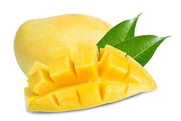 clipping path yellow mango isolated on white background
