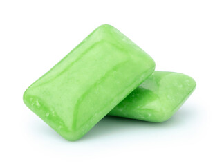 green chewing gum isolated on white background