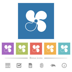 Car fan level 3 flat white icons in square backgrounds