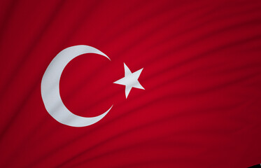 Turkey Flag, Fabric Flag, Turkey, Republic of Turkey, 3D Render
