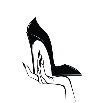 recommend clip art: Woman hand and high heels shoe.Nails art and fashion illustration.Elegant, luxury style.Nail polish manicure.