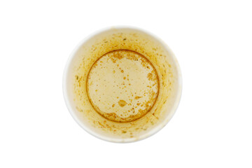 Empty noodles cup on white background