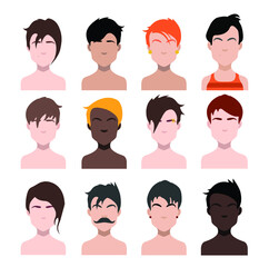 Fototapeta premium Woman , man hair, vector hairstyle in puppet