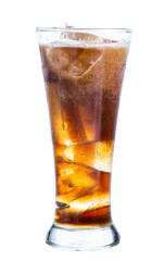 coca cola in glass isolaed on white background