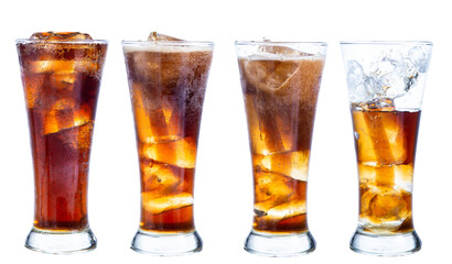 coca cola in glass isolaed on white background