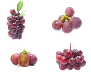 red grape  isolated on white (Mix, set , collection)
