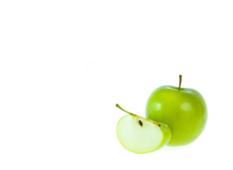 copy space green apple isolated on white