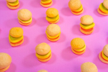 Jelly Burger Pattern For Children Junk Food Background