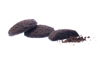 dark chocolate brownie cookies isolated on white