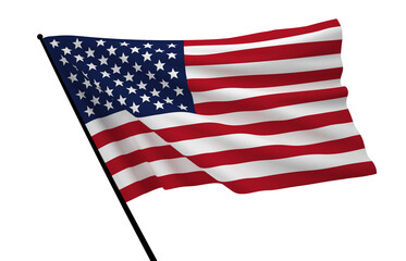 American Flag, Floating Fabric Flag, America, United States of America, 3D Render