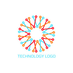 Technology - vector logo template for corporate identity. Abstract chip sign. Network, internet tech concept illustration. Colorful technology icon