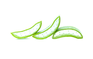 Slice Aloe Vera isolated on white background
