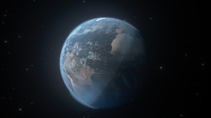 4K Huge Planet Earth Closeup Center Sunrise Science Realistic Render