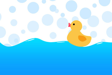 アヒルのフレーム　長方形　水に浮かぶ　バブル