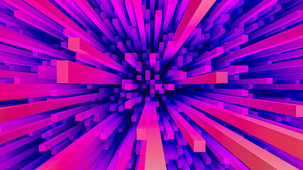 Abstract geometric 3d shapes background made of colorful bars, big digital data concept, perspective view
