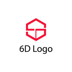 6d vector number and letter logo. Stock illustration