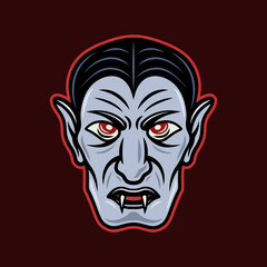 Dracula vampire head cartoon vector illustration