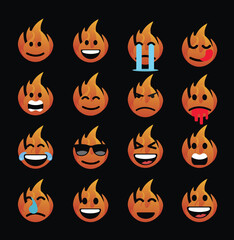 Flame, fire emoji icons