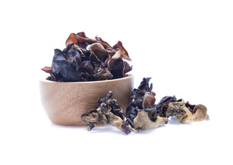 Dried chinese black fungus. Jelly ear  isolated