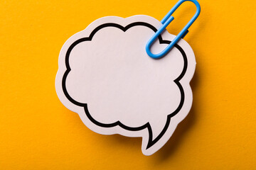 Blank Speech Bubble Paper Isolated On Yellow Background