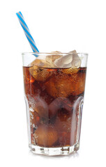 Cola in a glass isolated on white
