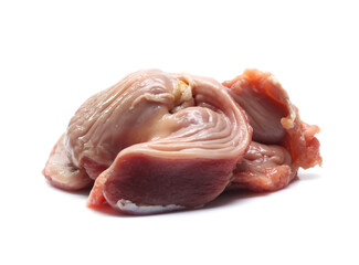 Raw Chicken gizzards on white background