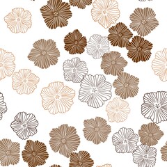 Dark Orange vector seamless doodle texture with flowers. Brand new colored illustration with flowers. Pattern for design of fabric, wallpapers.
