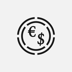 Currency diagram icon illustration. Euro dollar exchange comparison sign.