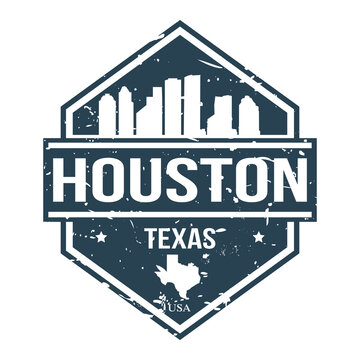 Houston Texas USA Travel Stamp Icon Skyline City Design Badge.