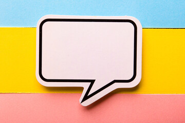 Blank Speech Bubble Paper Isolated On Colorful Background