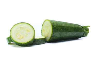 Fresh zucchini isolated on white (cucumber)