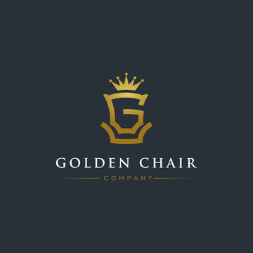 Golden chair royal G letter luxury simple vintage logo design  template inspiration 