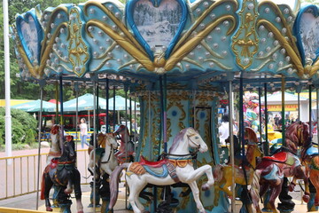 Fototapeta na wymiar kids carousels in belarusian city park