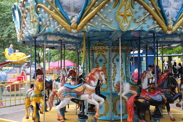Obraz na płótnie Canvas kids carousels in belarusian city park