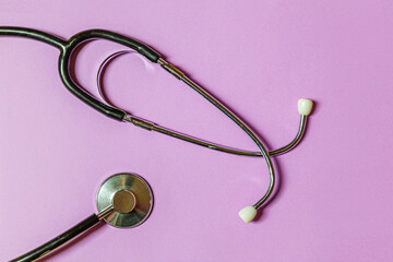 Simply minimal design with medicine equipment stethoscope or phonendoscope isolated on trendy...
