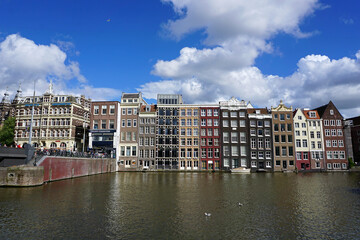 Naklejka premium Holland, Amsterdam, city views, navigation channels and monuments