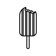 A cute popsicle ice cream vector icon. Line art.