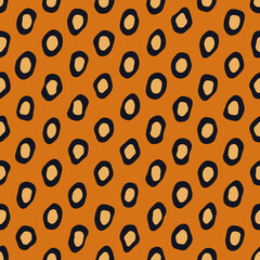 Leopard seamless pattern. Trendy animal print. Safari background in flat hand drawn style.