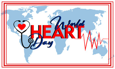 world heart day 2020 health awareness, health care day celebration of the heart. with red boundaries