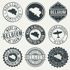 Belgium Travel Stamp Made In Product Stamp Logo Icon Symbol Design Insignia.