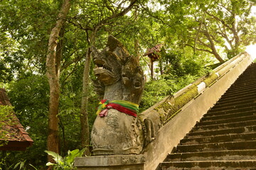 Ancient Naga on staircase of Wat U Mong (Tunnel) in Chiang Mai province, Thailand.