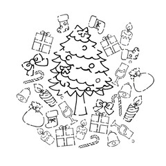 クリスマスツリーのペン画アイコン