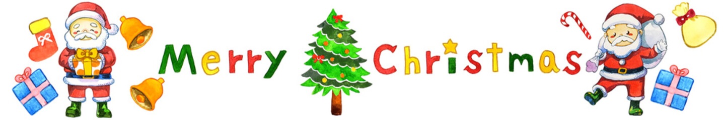 クリスマス用絵本風水彩イラストバナー