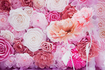 flower is made from corrugated paper, floral background in warm colors