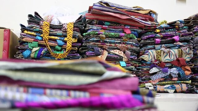 Piles of fabrics