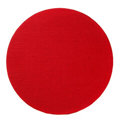 Red round cover from gift box close up. Top view.