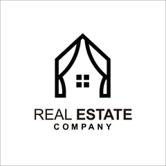 curtain icon, logo for mabel / property company, real estate