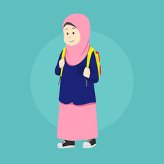 Back to school. Muslim children use the hijab to go to school